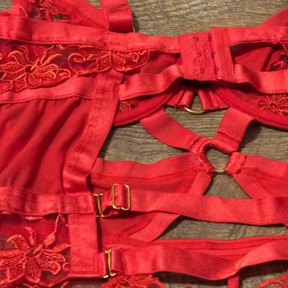 Oh La La Cheri Red Lace Bodysuit - Picture 4 of 5